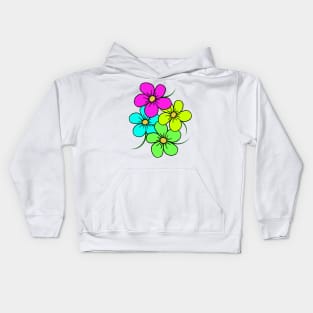 colorful blooming flower, flowery, floral pattern Kids Hoodie